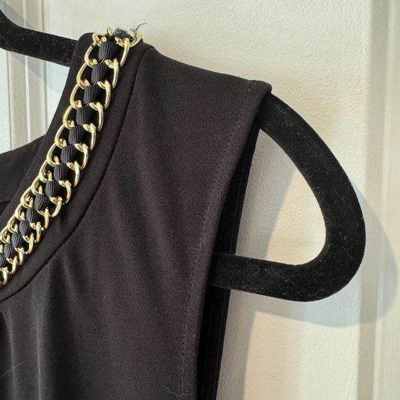 Black Calvin Klein Sleeveless Blouse with Gold Chain - Size Medium - Picture 5 of 6